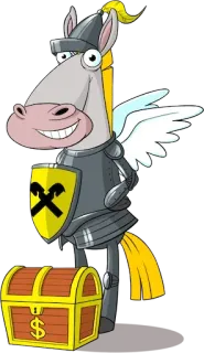 🛡 лошадь, рыцарь, доспехи, сокровище, щит, мультфильм telegram sticker
