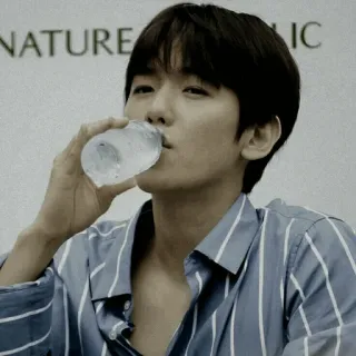 🕊 man, drinking, water, kpop, asian, nature telegram sticker