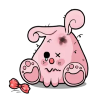 😵 mono, dibujos animados, triste, rosa, monstruo, ilustración telegram sticker