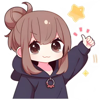 👍 schattig, anime, meisje, sticker, duim omhoog, positief telegram sticker