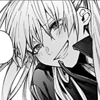 🎧 Anime, Manga, Fille, Sourire, Noir et blanc, Dessin animé telegram sticker