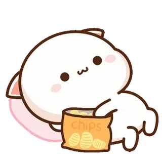 ⭐ CHIPS snack, cartoon, chips, cute, cat, eating telegram sticker
