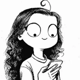 😊 Cartoon, Frau, Telefon, Zeichnung, Sticker telegram sticker
