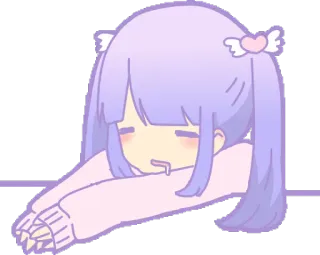 😪 anime, tidur, lelah, kawaii, pastel, imut whatsapp sticker