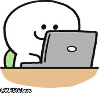 💻 @MHStickers sticker, cartoon, schattig, laptop, zittend whatsapp sticker