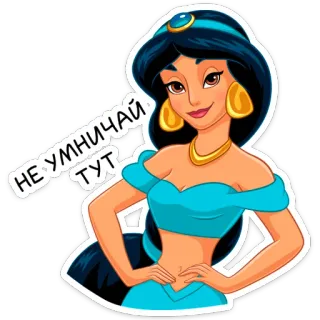 ☺️ Jasmine Aladdin НЕ УМНИЧАЙ ТУТ Disney, Księżniczka, Dżasmina, Aladyn, Kreskówka, Animowany telegram sticker