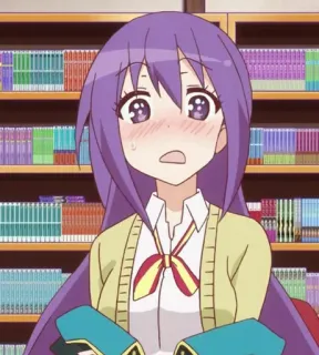 🌮 anime, girl, school uniform, purple hair, blush, kawaii telegram sticker