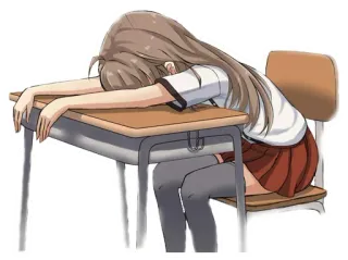 😴 anime, chica, escuela, escritorio, cansada, durmiendo telegram sticker