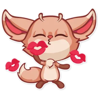 💋 cartoon, animal, fox, kiss, love, sticker telegram sticker