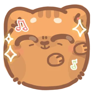 🎧 кот, ноты, каваий, блестки, милый, животное, мультфильм whatsapp sticker