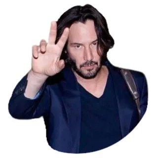✌ Keanu Reeves Keanu Reeves, diễn viên, dấu hiệu hòa bình, người nổi tiếng, đàn ông, bộ com lê xanh telegram sticker