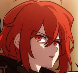 🌟 Diluc Genshin Impact anime, rambut merah, Genshin Impact, game, karakter whatsapp sticker