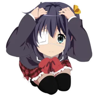 😢 Аниме девушка, Повязка на глаз, Милый, Школьная форма, Мультфильм whatsapp sticker