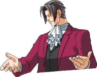 😏 Miles Edgeworth Ace Attorney 弁護士, スーツ, アニメ, ビデオゲーム, 法律家 telegram sticker