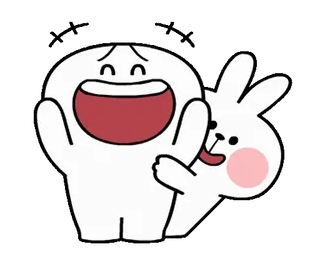 😄 мультфильм, кролик, объятия, смешной, милый, счастливый telegram sticker