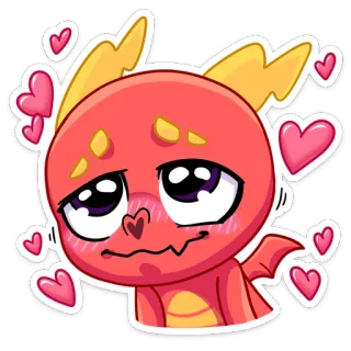 🥰 cartoon, dragon, hearts, love, cute, animal whatsapp sticker