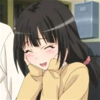 💛 Anime, Dễ thương, Cười, Cô gái, Vui vẻ, Hoạt hình telegram sticker