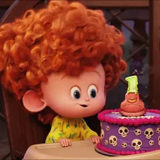 🍬 Dennis Loughran Hotel Transylvania desenho animado, aniversário, bolo, monstro, criança, animação telegram sticker