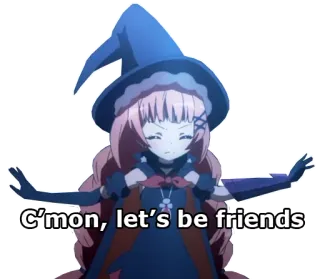 😇 C'mon, let's be friends Anime, Penyihir, Sihir, Teman, Lucu, Kartun telegram sticker