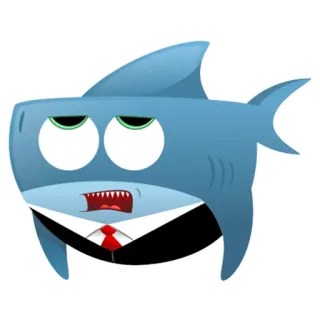 🙄 鲨鱼, 商业, 搞笑, 卡通, 动物, 鱼, 西装, 角色 telegram sticker