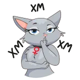 🤔 猫, 女性, 思考, 女性化, 项圈 telegram sticker
