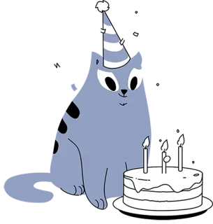 🥳 고양이, 생일, 파티, 케이크, 축하, 귀여운, 동물 telegram sticker