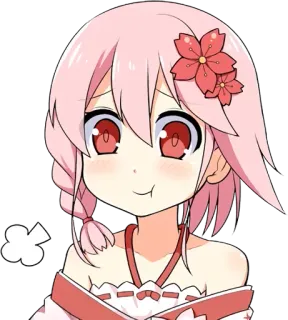 😗 garota anime, cabelo rosa, bonita, desenho animado, sakura, flor whatsapp sticker