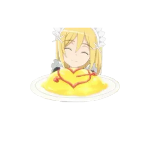 😊 garota anime, maid, omurice, coração, fofo, comida telegram sticker