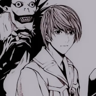 🕷 Light Yagami Death Note Anime, Manga, Death Note, Light Yagami, Ryuk, Shinigami, Soprannaturale, Thriller telegram sticker