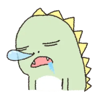 🎋 dinosaure, dessin animé, endormi, triste, fatigué, monstre, mignon telegram sticker