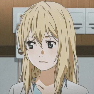 🩰 Kaori Miyazono Your Lie in April Anime, Personage, Blond haar, Meisje, Verdrietig, Your Lie in April, Kaori Miyazono telegram sticker