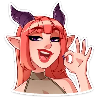 👌 devil, succubus, horns, ok gesture, anime, demon telegram sticker
