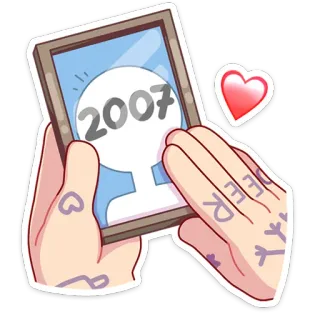❤️ 2007 téléphone, année, 2007, mains, tatouage telegram sticker