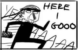 😠 HERE I GOOO running, stick figure, funny, comic, exclamation, action telegram sticker