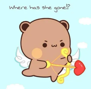 ❤️ Where has she gone!? ours, cupidon, amour, coeur, ailes, mignon, recherche telegram sticker