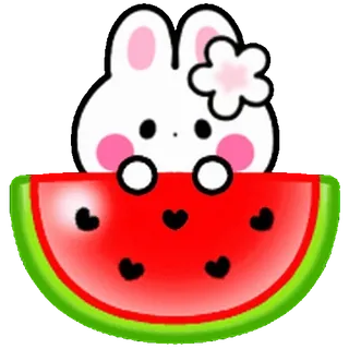 ⭐ 토끼, 바니, 수박, 귀여운, 동물 telegram sticker