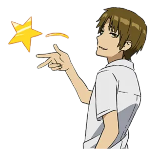 💫 อนิเมะ, เด็กผู้ชาย, ดาว, ชี้, ท่าทาง whatsapp sticker