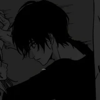 🖤 Anime, Manga, Sztuka, Ilustracja, Postać, Czarno-białe telegram sticker
