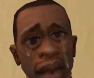 🌟 CJ Grand Theft Auto: San Andreas chorando, triste, video game, personagem, grand theft auto, san andreas whatsapp sticker