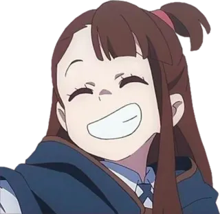 😁 Atsuko Kagari Little Witch Academia Anime, Ragazza, Sorriso, Strega, Felice, Cartone animato telegram sticker