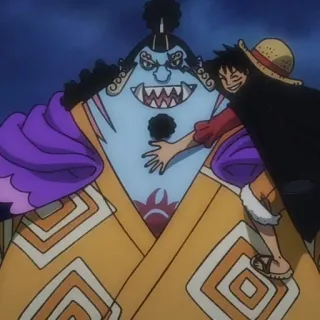 👒 Luffy One Piece Anime, Cartoon, Freundschaft, Charakter, One Piece, Ruffy, Jinbei telegram sticker