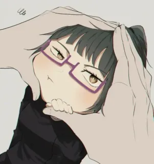 🥺 anime girl, cartoon, glasses, character, portrait, funny, silly telegram sticker