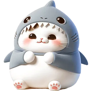 ☺️ gato, tiburon, lindo, animal, pegatina, kawaii whatsapp sticker