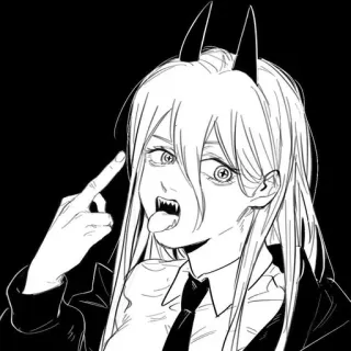 🌟 Power Chainsaw Man อนิเมะ, มังงะ, ตัวละคร, ปีศาจ, เขา, ลิ้น, พาวเวอร์, Chainsaw Man whatsapp sticker