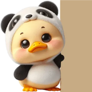 😶 lindo, dibujos animados, pato, panda, animal, kawaii telegram sticker