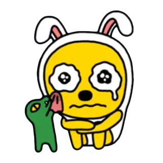 😢 stiker, kelinci, menangis, sedih, kartun, kuning, katak telegram sticker