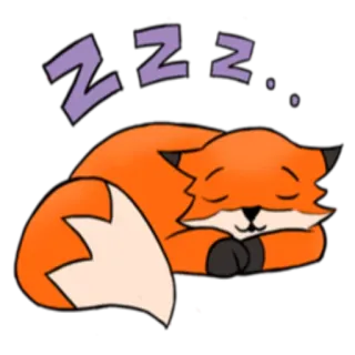 😴 ZZZ... 眠るキツネ, キツネ, 動物, 漫画, zzz, 眠い telegram sticker