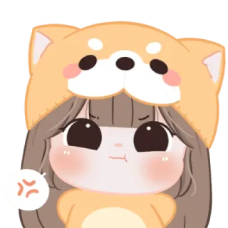 😼 zangado, emoji, desenho animado, menina, cachorro, fofo, anime, chibi telegram sticker