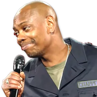 ☺ Dave Chappelle Dave Chappelle, komiek, microfoon, stand-up, beroemdheid telegram sticker