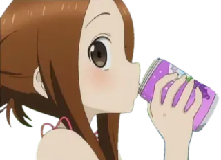 😋 Takagi Karakai Jōzu no Takagi-san anime, bebida, fofo telegram sticker